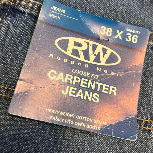 Rugged Wear RW Carpenter jeans men’s 38x36 blue Loose Fit straight NWT heavy - Picture 9 of 12